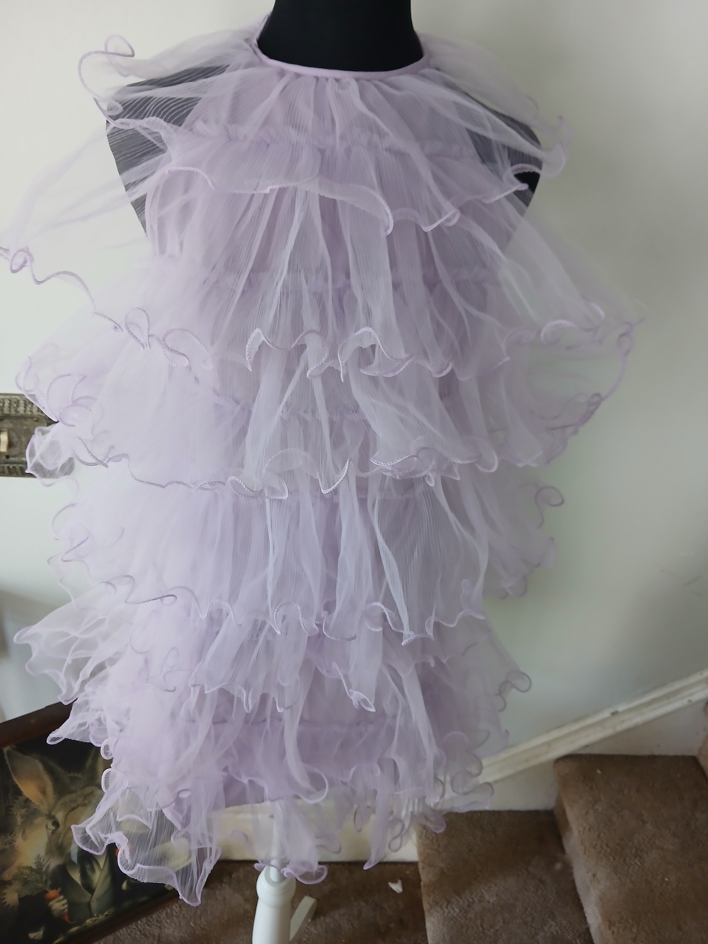 KLESIS backless Lavender Tiered Ruffle Mini Dress